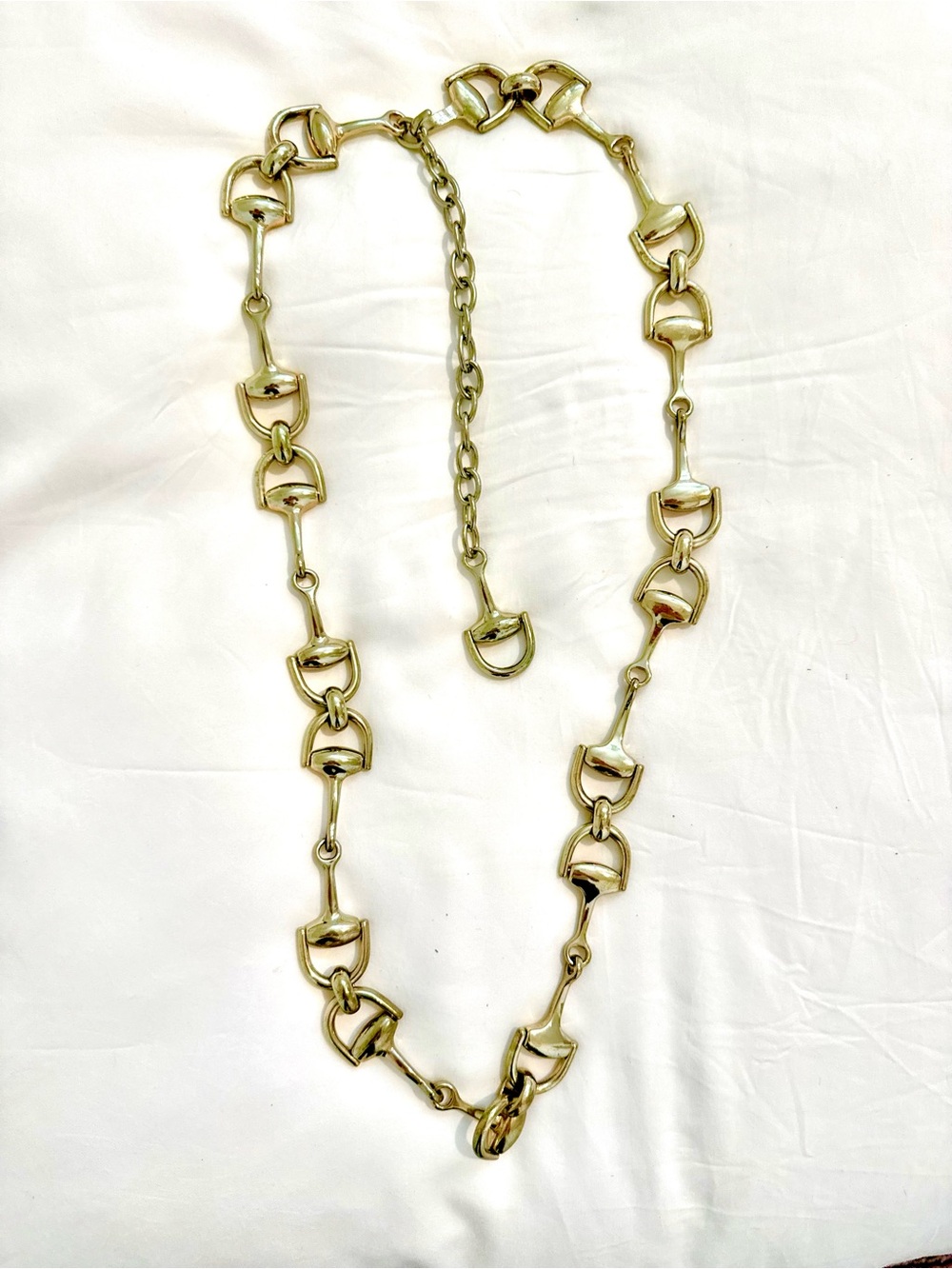 Vintage Heavyweight brass Gold Equestrian Horsebit Chain Belt or Necklace.